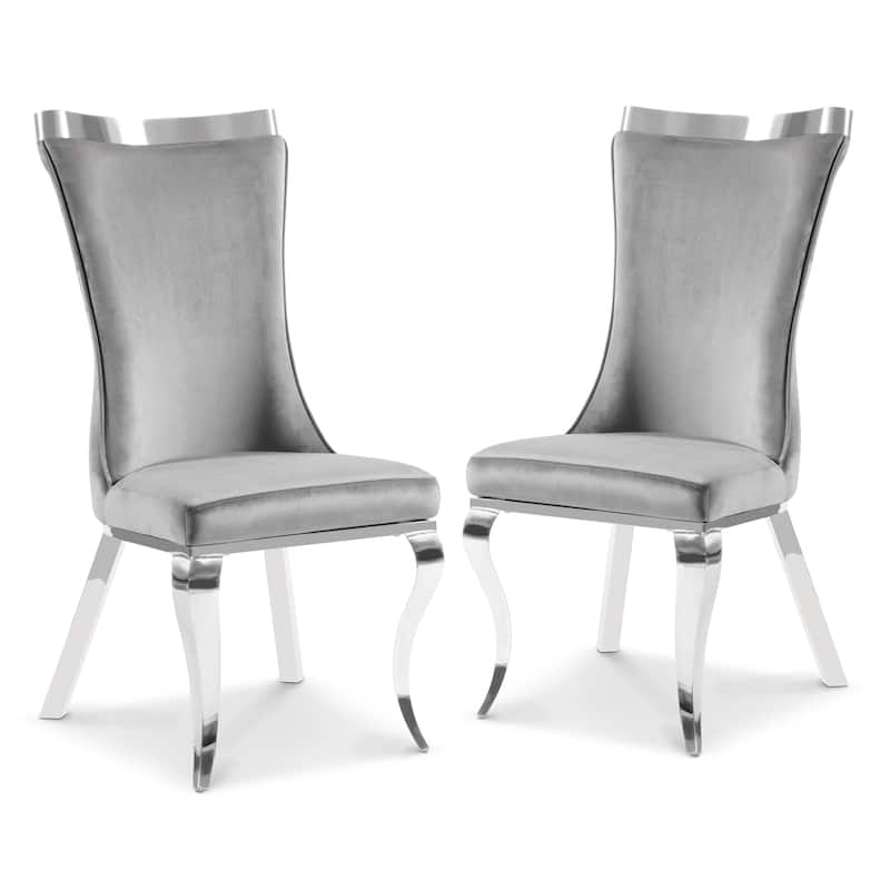 Furniture of America Thaddeus Glam Velvet High Back Side Chair (Set of 2)