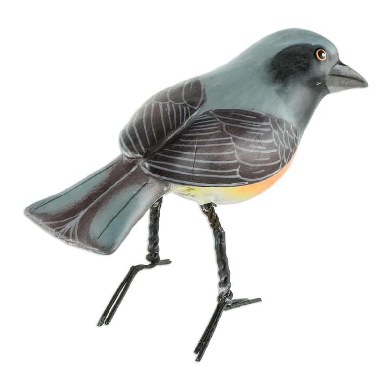 Novica Handmade Small Minivet Ceramic Sculpture