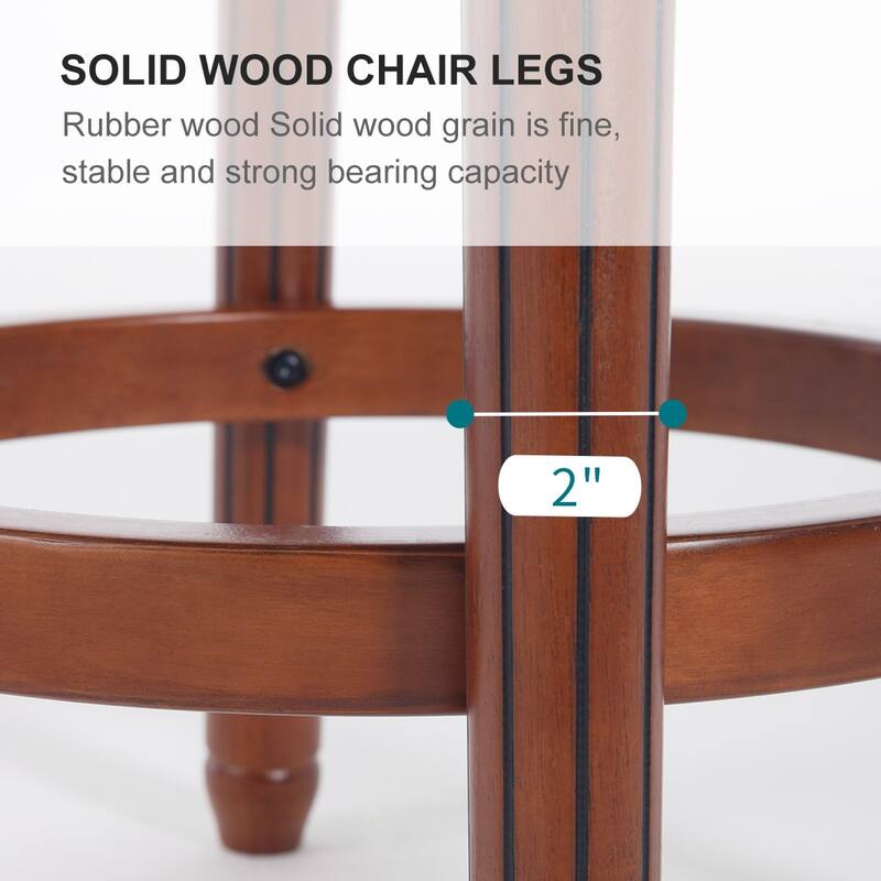 Leather Upholstered Wooden 360 Degrees Swivel Barstool with Back