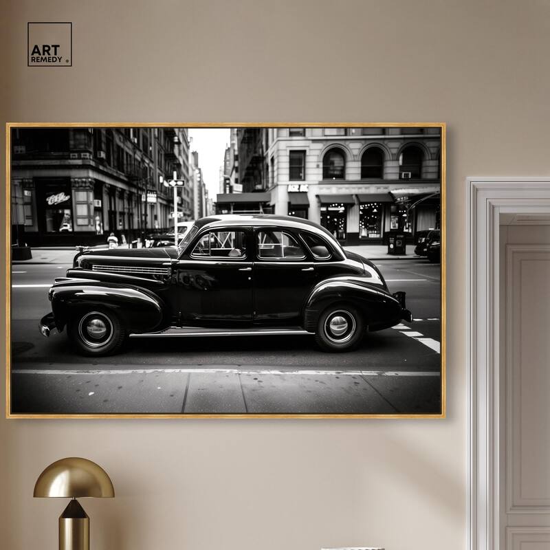 Vintage Car in New York Canvas by Art Remedy
