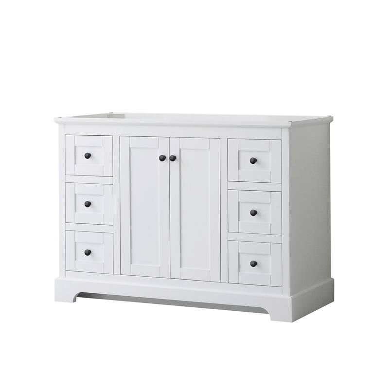 Wyndham Collection Avery 48" Single Free Standing Vanity Cabinet Only - White / Matte Black Hardware