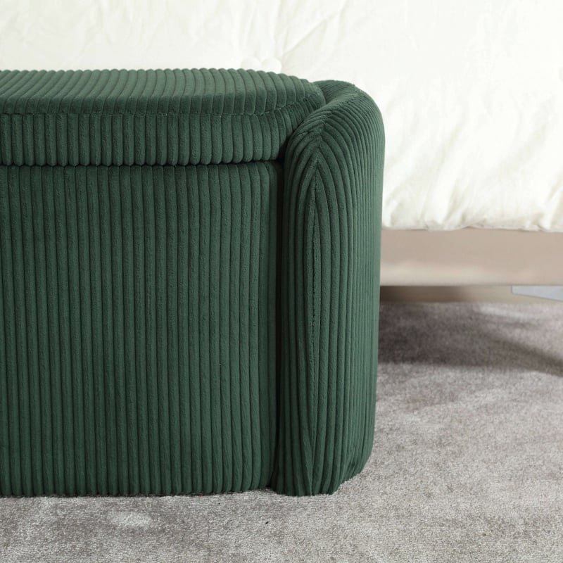 Bedroom End Bench,Upholstered Fabric Storage Ottoman with Safety Hinge, Entryway Padded Footstool,