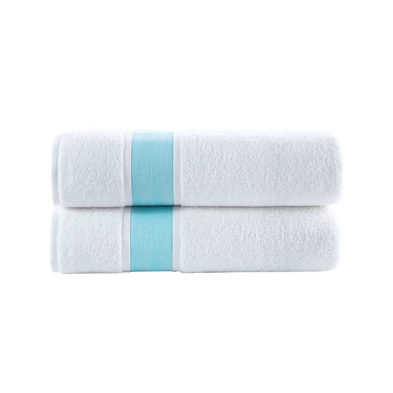 Brooks Brothers Ottoman Rolls 2 pcs Bath Sheets - Sea Glass