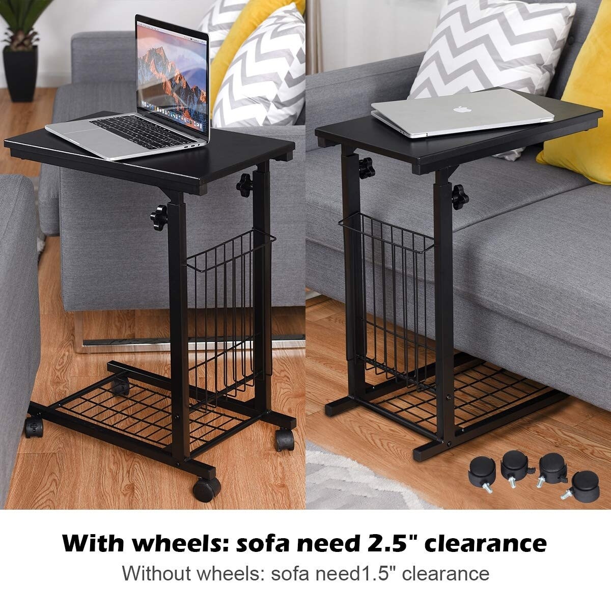 Height Adjule Sofa Side Snack End Slide Table Black Sofa Side Snack End Slide Table