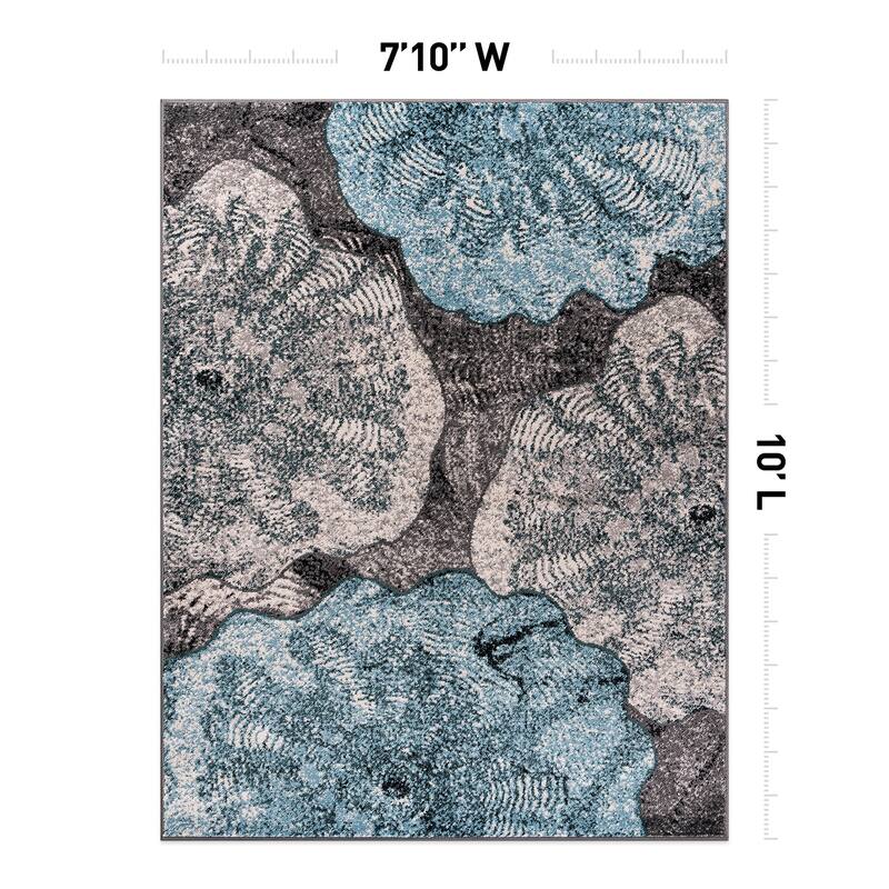 World Rug Gallery Contemporary Floral Design Black Area Rug