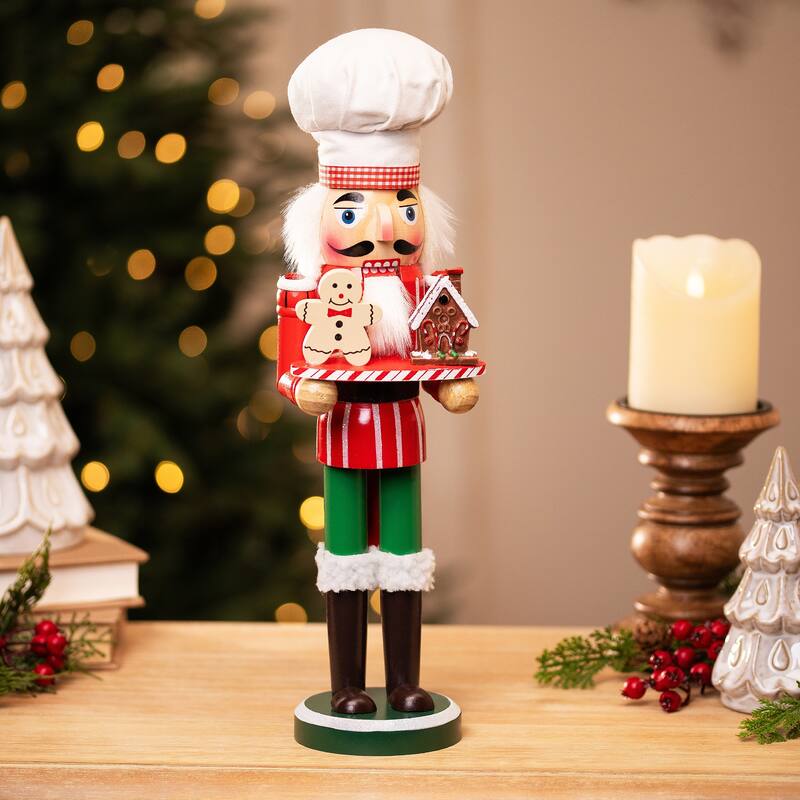 Gingerbread Chef Wooden Christmas Nutcracker - 15"