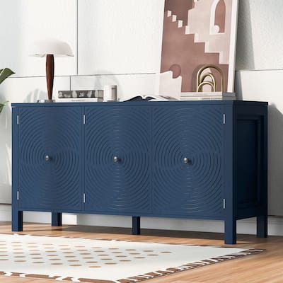 Swirl Patterned Doors Sideboard Kitchen Buffet Storage Cabinet, Accent Cabinet with Adjustable Shelves for Living Room Entrance