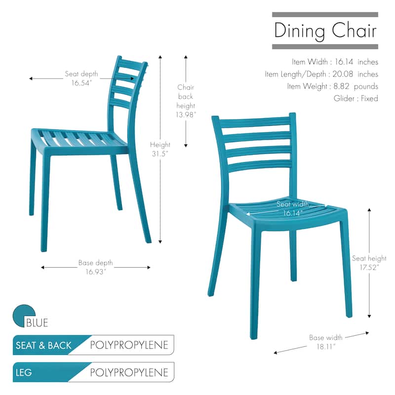 Porthos Home Faro Dining Chairs Set Of 4, PP Plastic, Stackable Design