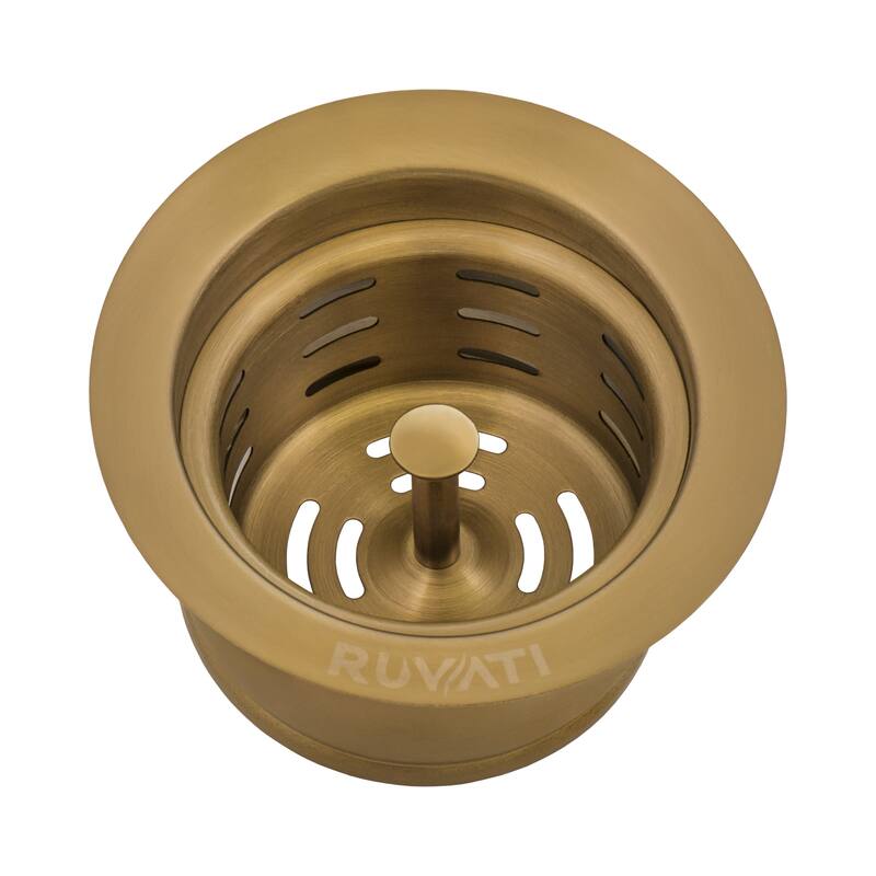 Ruvati Extended Garbage Disposal Flange with Deep Basket Strainer - Matte Gold Satin - RVA1049GG - 4.5" X 4.5"
