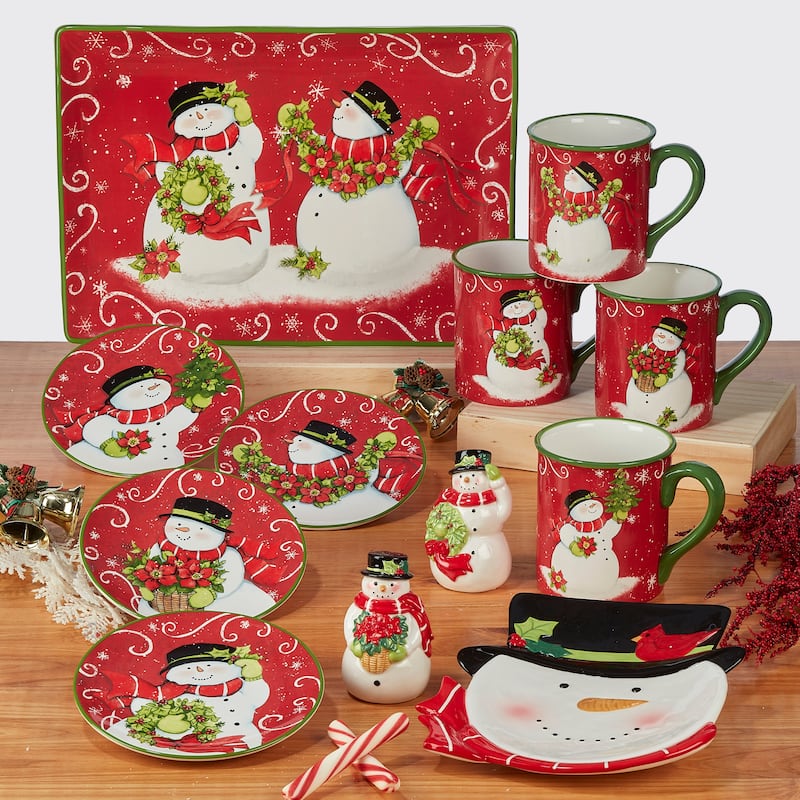 Certified International Holiday Magic Snowman 14" x 10" Rectangular Serving Platter