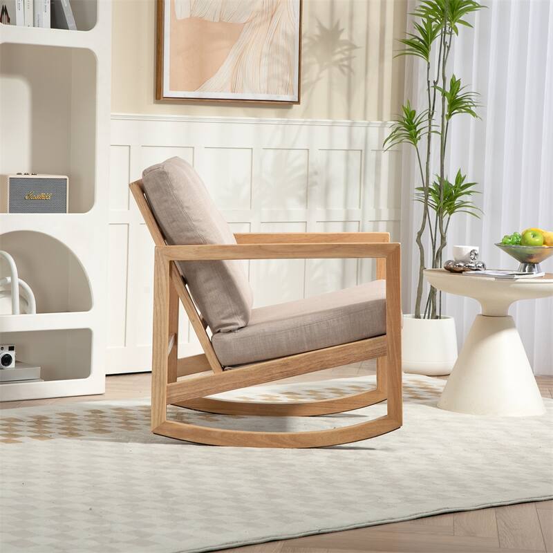 Upholstered Accent Glider Chair,Rubberwood Frame in Natural