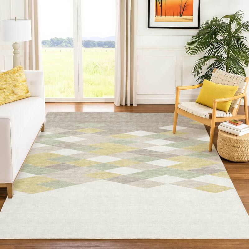 Machine Washable Indoor/ Outdoor Modern Avo Chantille Rug