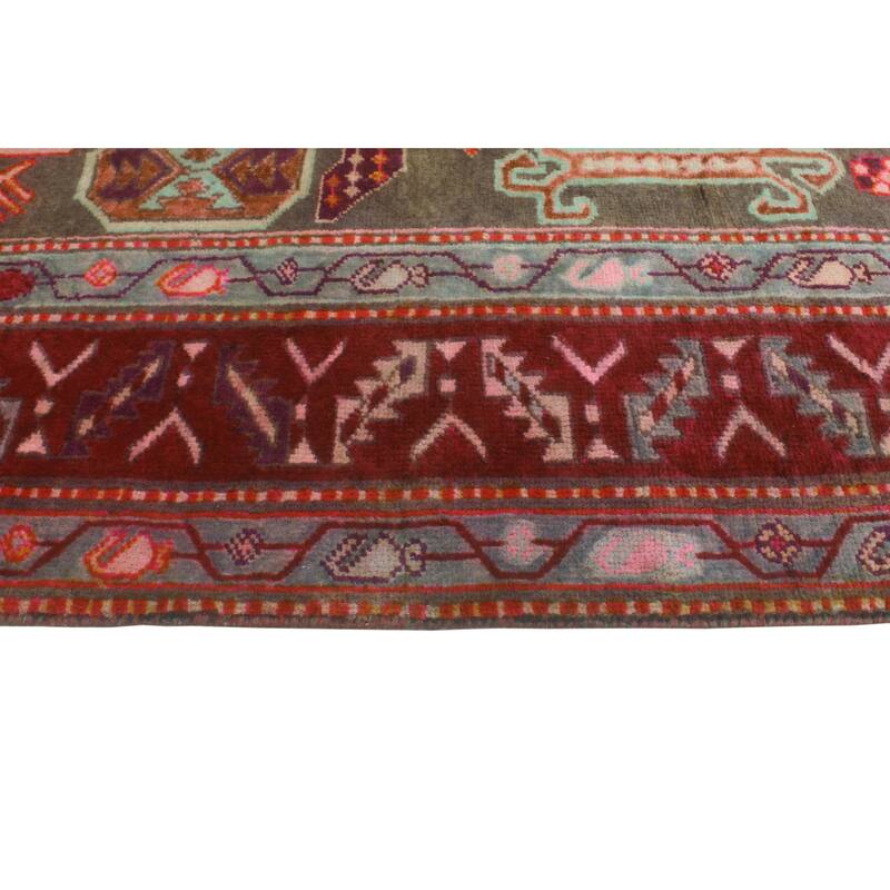 Noori Rug Fine Vintage Distressed Serenity Brown/Burgundy Runner - 4'5" x 10'0"