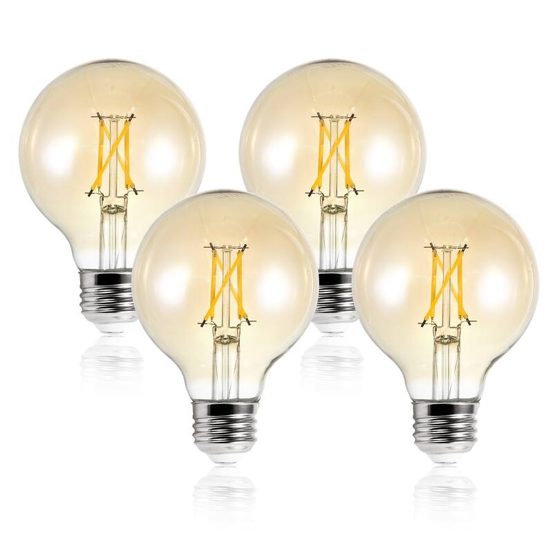 Light Society Set of 4 Niva G25 LED Filament Light Bulbs - Amber