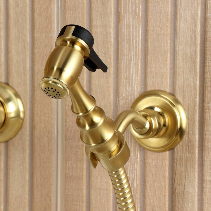 Kingston Brass Essex Double-Handle Wall-Mount Pre-Rinse Bridge Kitchen Faucet