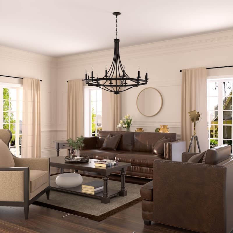 Fidenza 12-light Modern Farmhouse Empire Wagon Wheel Chandelier with UL - D40'' * H135''