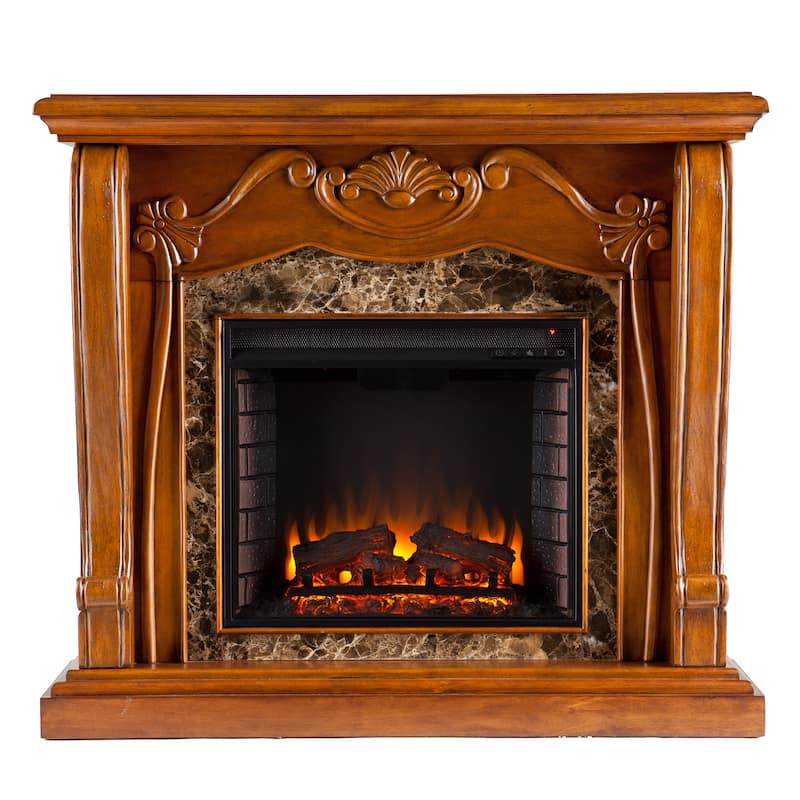 SEI Furniture Walnut Electric Fireplace - N/A