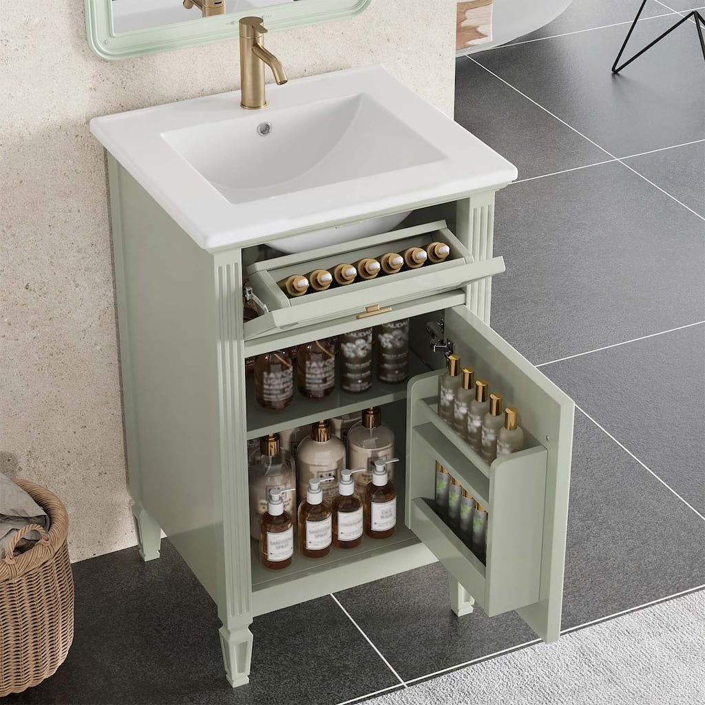 Freestanding Vanity Set with Adjustable Shelf,Tilt-Out Drawer
