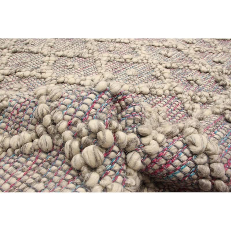ECARPETGALLERY Braid weave Sienna Grey Wool Rug - 5'0 x 8'2