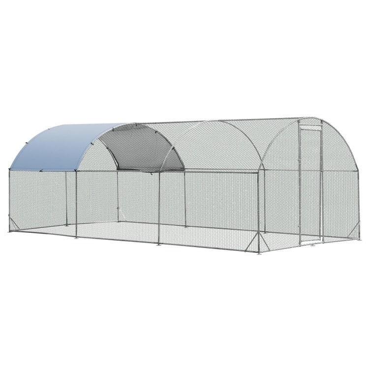 Metal Chicken Coop Outdoor Galvanized Dome Cage with Cover - 19" x 9" x 6.5"