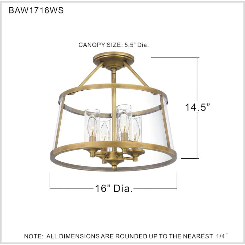 Quoizel Barlow Weathered Brass 4-light Semi-Flush Mount