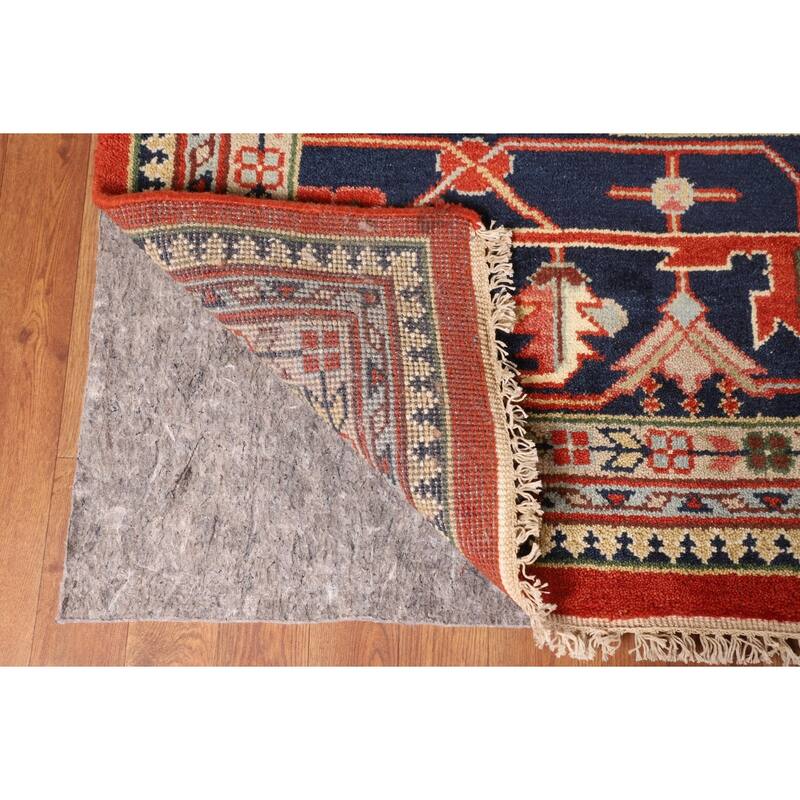 Orange Geometric Heriz Serapi Indian Large Rug Handmade Wool Carpet - 11'11" X 14'10"