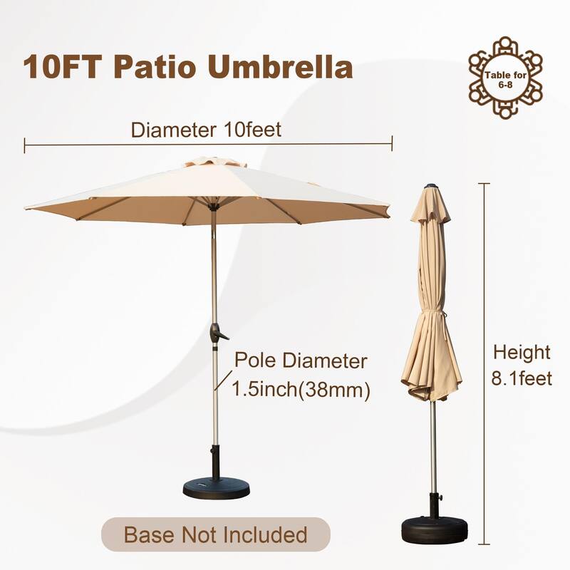 GDFStudio - Premium 10FT Patio Umbrella with Push Button Tilt and Sturdy Frame