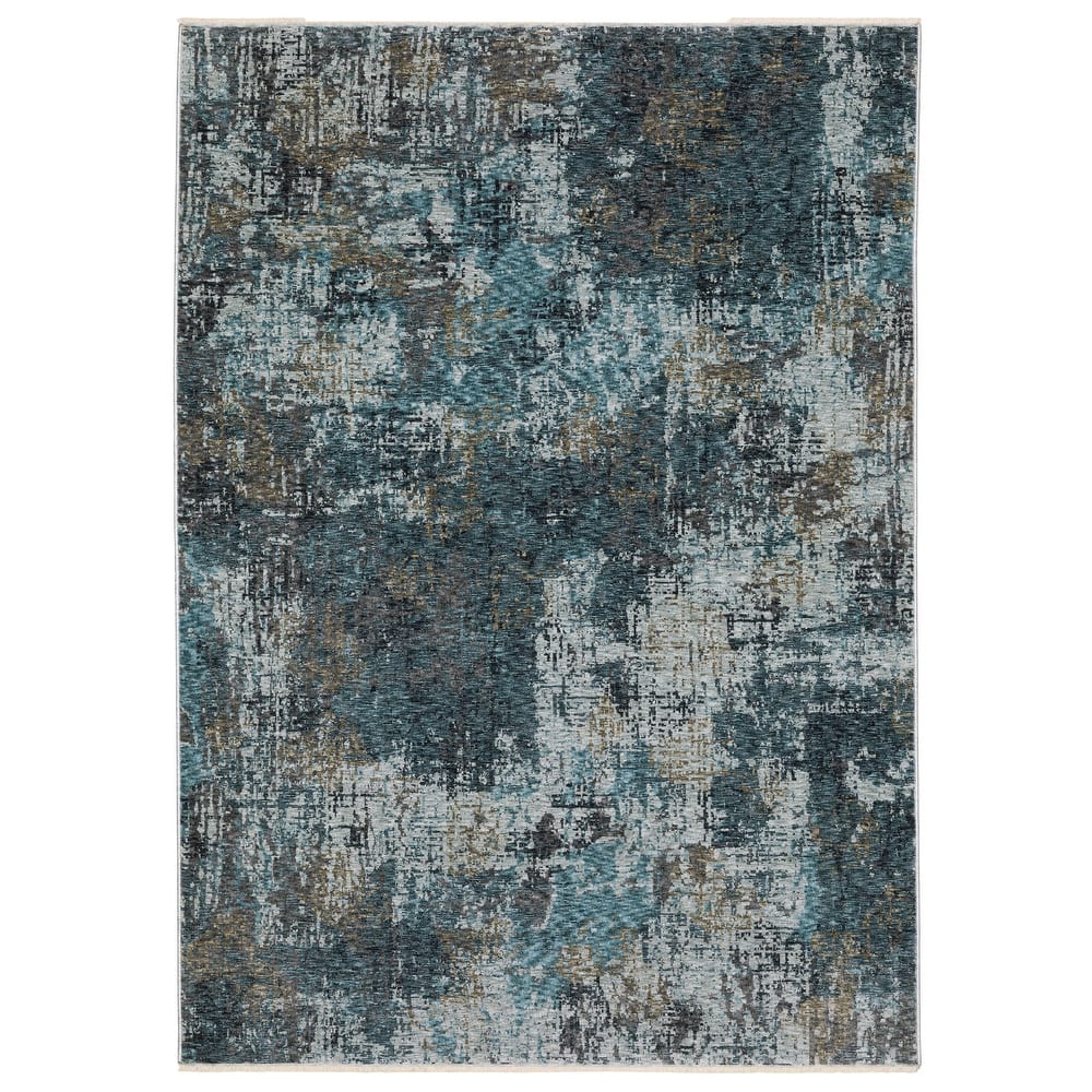 Style Haven Hendrix Abstract Shadows Blue/ Grey Fringe Edge Area Rug