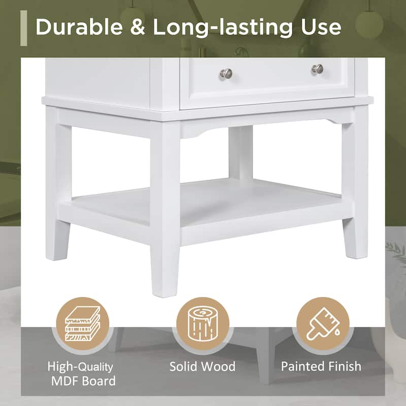 (Base Only) 24" Bathroom Vanity Without Sink, Cabinet with Drawer and Open Shelf