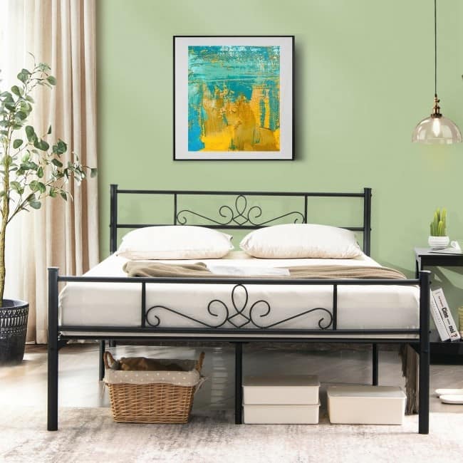 Metal Bed Frame with Headboard and Footboard