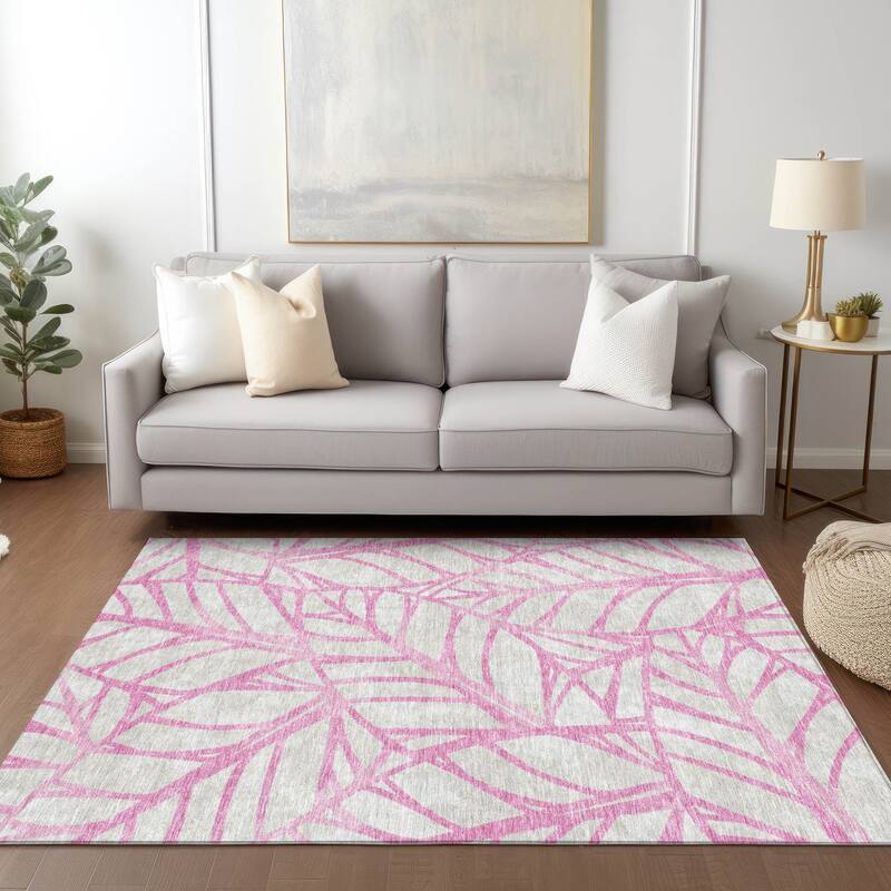 Machine Washable Indoor/ Outdoor Chantille Modern Palms Rug