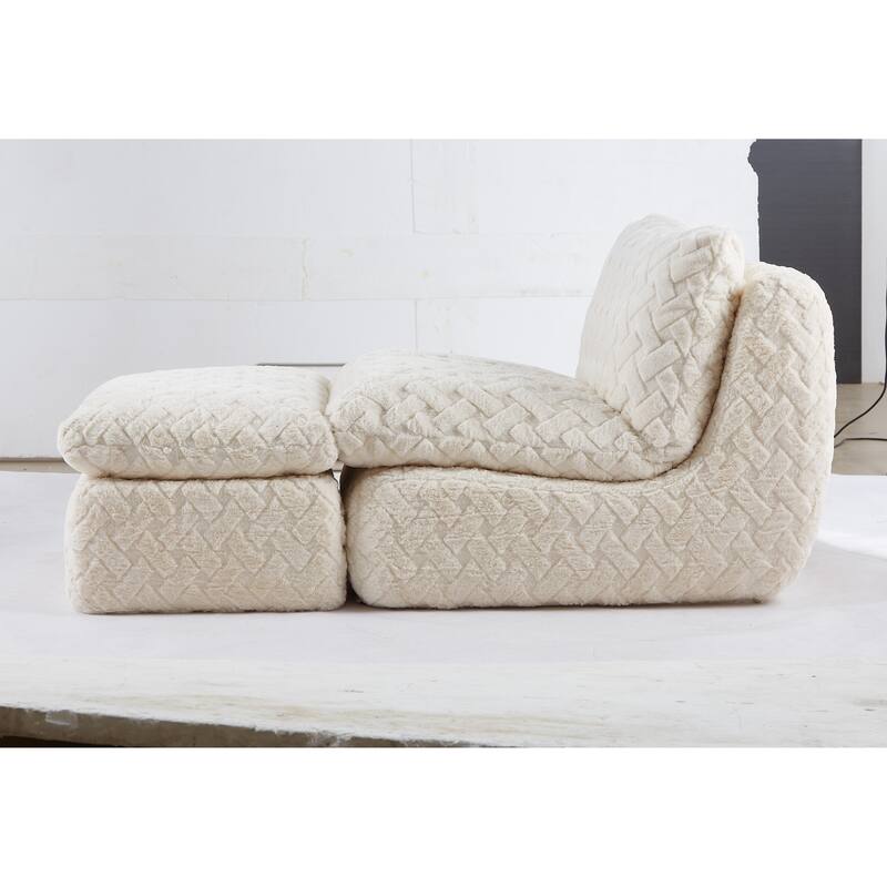 Ergonomic Swivel Floor Chair Full Compression Sofa Chair with Ottoman for Living Room Bedroom