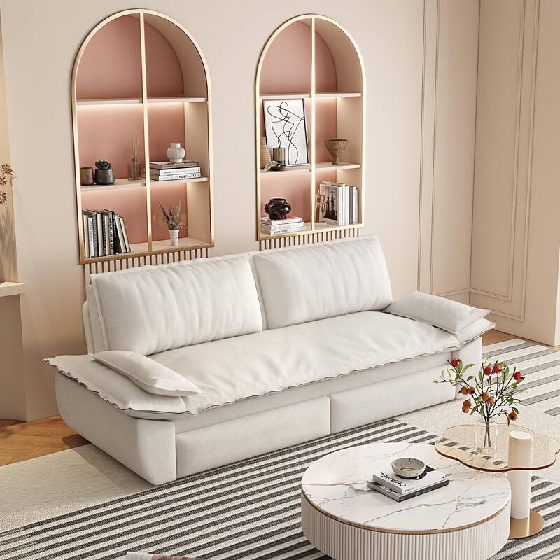 Versatile 3-in-1 Queen Size Velvet Pull-Out Sofa Bed with Chaise Lounge, Durable Steel Frame, Convertible Sleeper Loveseat