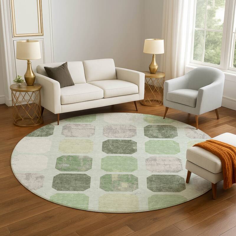 Premium Washable Super Soft Casual Contemporary Mayfield Rug - Aloe - 8' x 8'