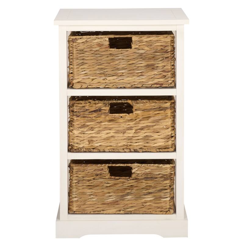 SAFAVIEH Evaline Distressed Black 3 Wicker Basket Storage Unit - 17.3" x 13.4" x 29.5" - 17"W x 13"D x 30"H - Ivory