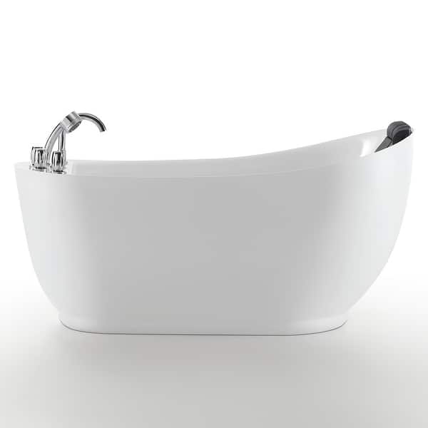 slide 2 of 6, 59" X 30" Right Drain Freestanding Whirlpool Bathtub With Faucet