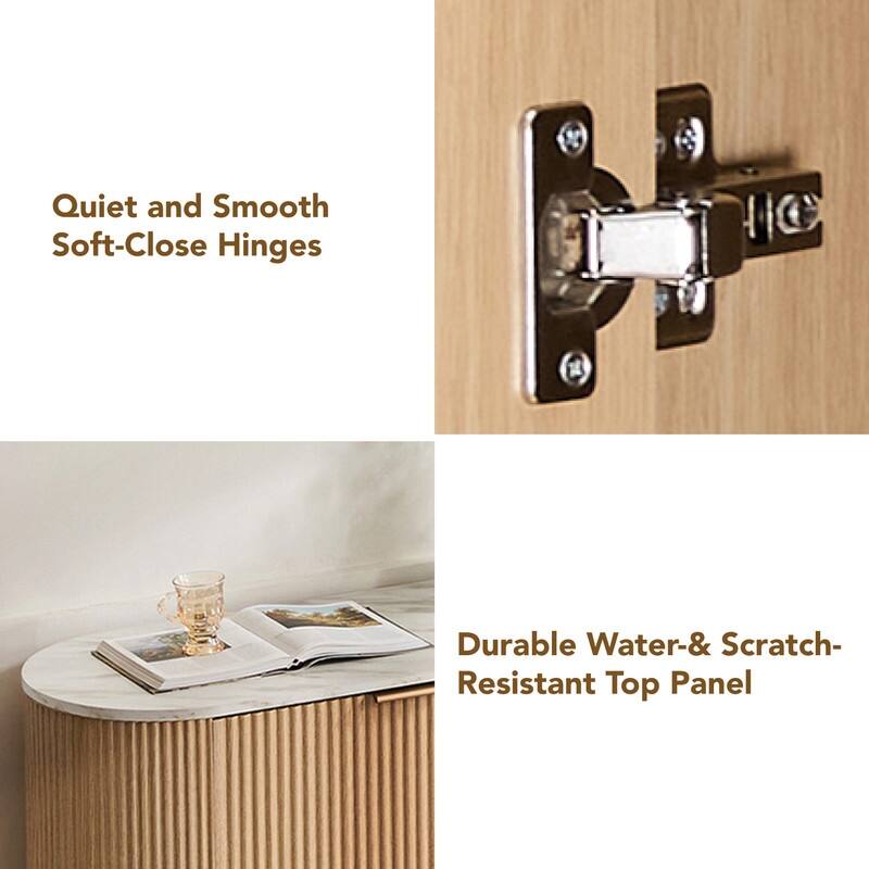 Spruce & Spring 70-inch Wide Modern Sideboard Cabinet with Semi-Cylindrical Columns