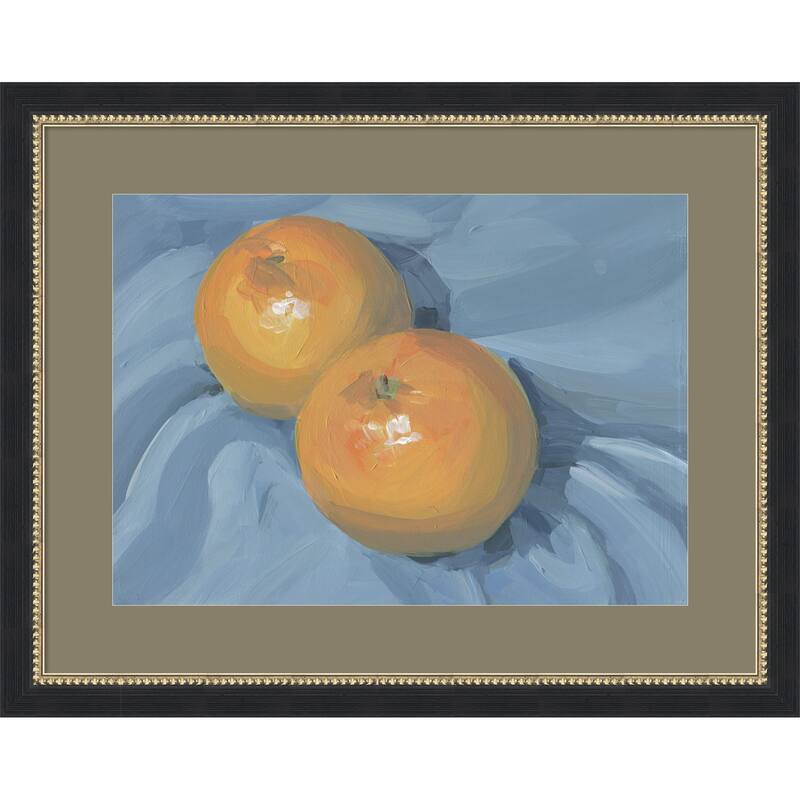 Oranges on Blue by Carrie Arnold Wood Framed Wall Art Print