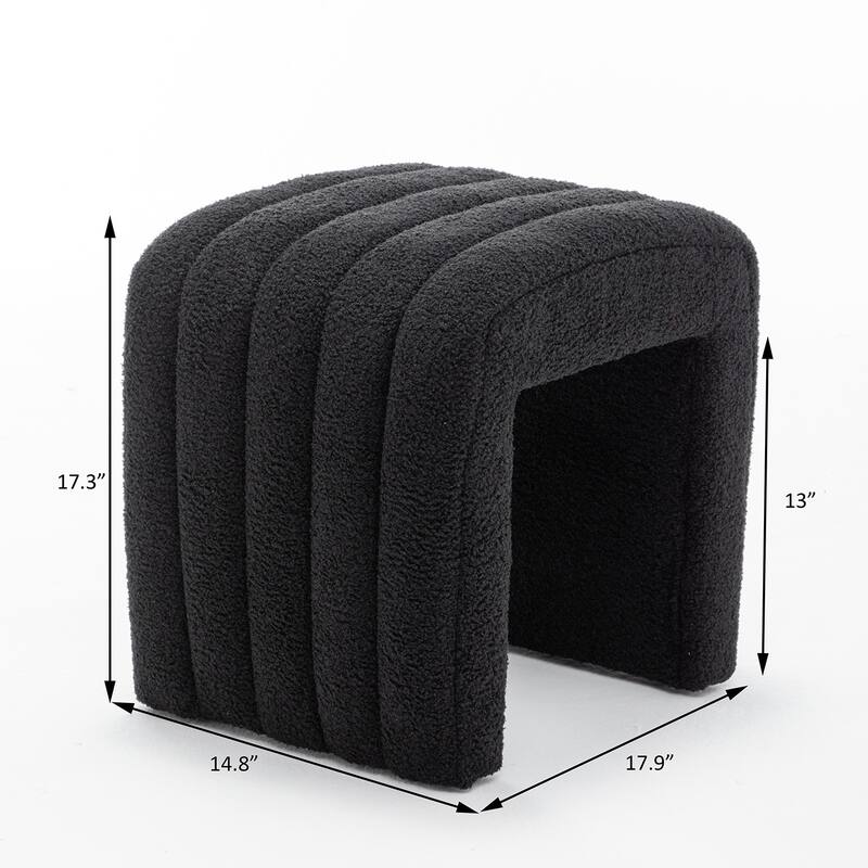 SEYNAR Modern Glam Teddy Velvet Upolstered U-Shaped Ottoman