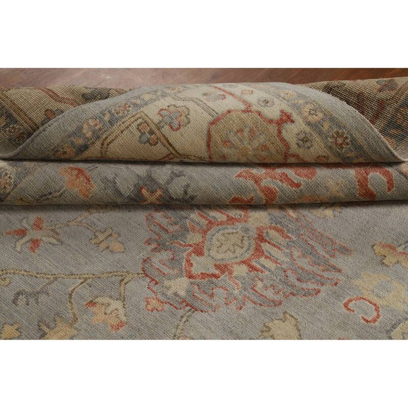 Hand Knotted Oriental 100% Wool Carpet Transitional All-Over Greys & Charcoal Oushak Area Rug - 9' 8'' X 8' 1''