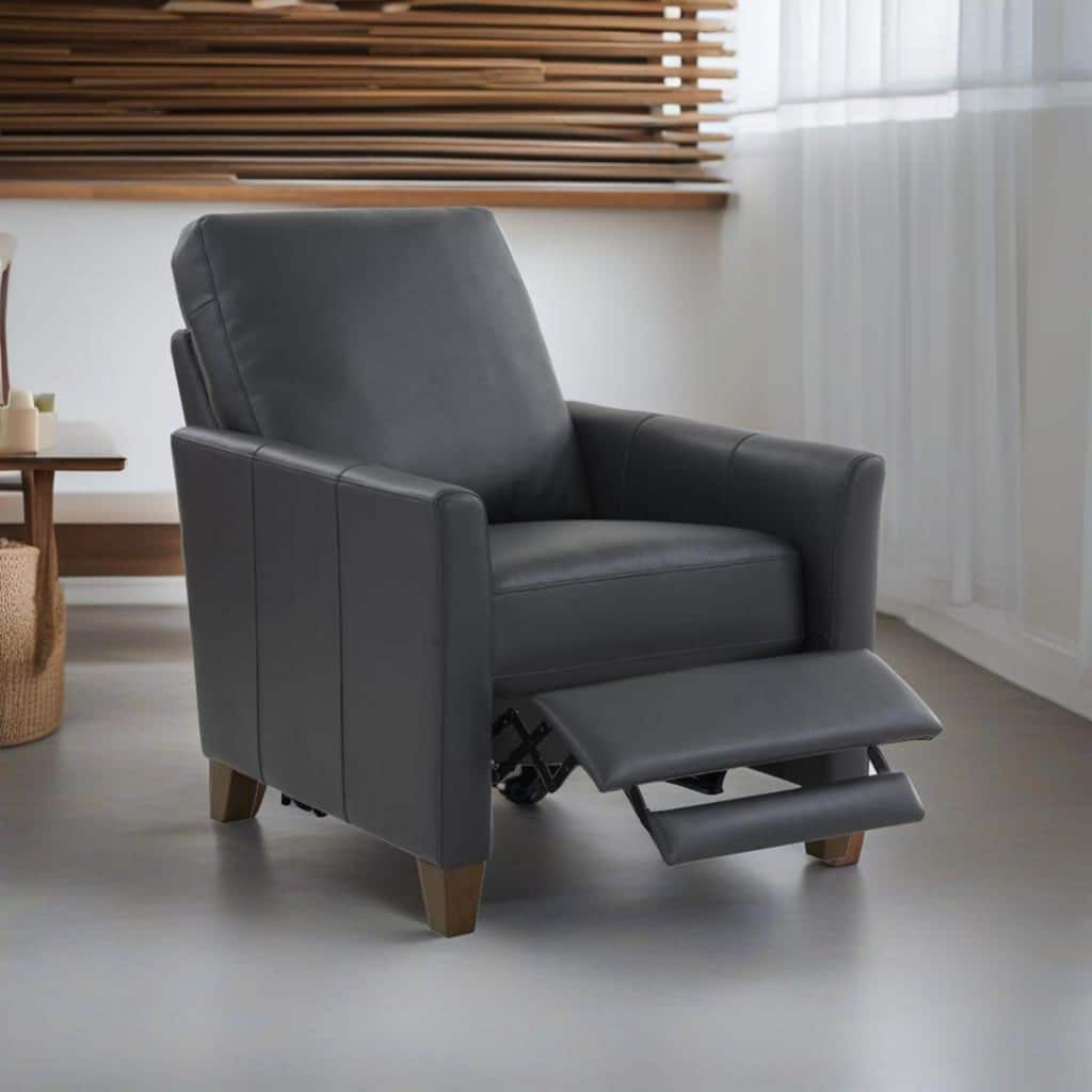 Pablo Midnight Blue Faux Leather Modern Recliner