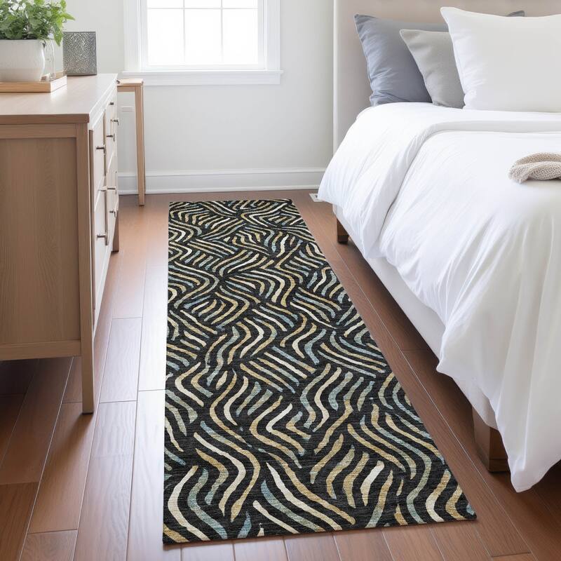 Machine Washable Indoor/ Outdoor Modern Jamie Chantille Rug