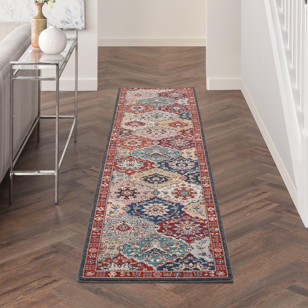 Nourison Parisa Traditional Moroccan Lantern Floral Medallion Area Rug