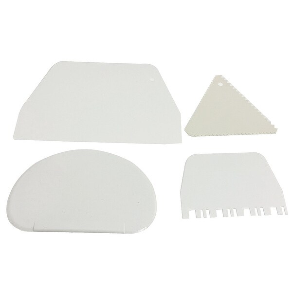 4x White Plastic Cake Cutter Smoother Scraper Set DIY Tool. Opens flyout.