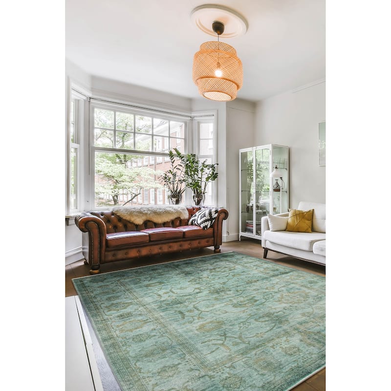 ECARPETGALLERY Hand-knotted Vibrance Cyan Wool Rug - 7'9 x 10'1