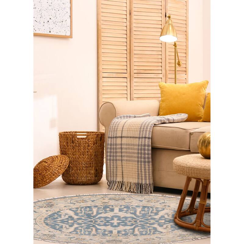 ECARPETGALLERY Hand-knotted Royal Oushak Turquoise Wool Rug - 7'11 x 7'9