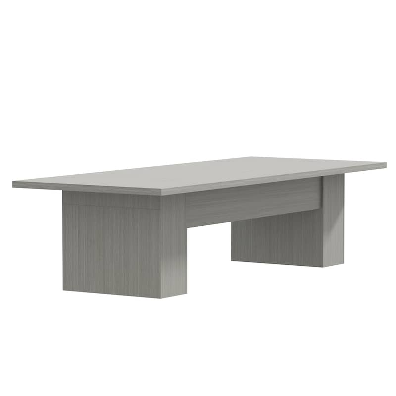 Extra Long Wood Rectangular Dining Table Meeting Table,Oak & White - 126"L