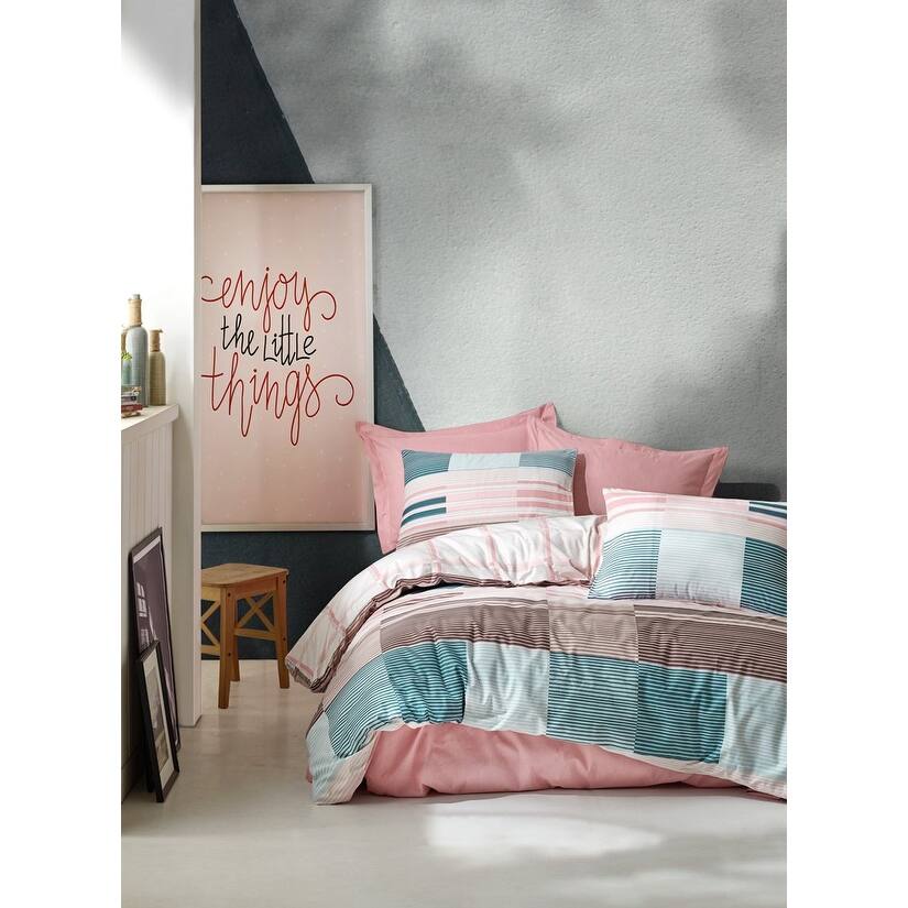 SUSSEXHOME Mint Meets Pink Full Size Duvet Cover Set, Hypoallergenic