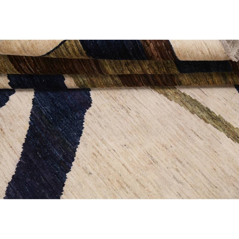 Contemporary Oriental Abstract Living Room Area Rug Wool Hand-knotted - 8'6" x 11'7"