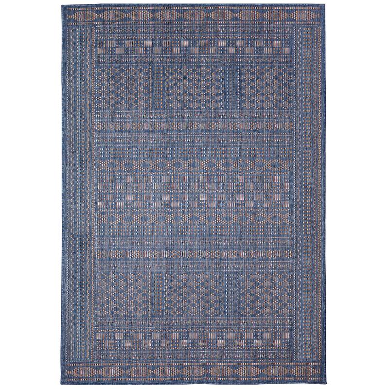 Liora Manne Avena Panel Stripe Indoor/Outdoor Rug - 1'11" x 7'6" - Denim